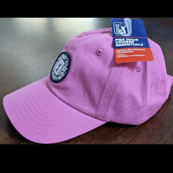 PGA TOUR PINK ADJUSTABLE STRAPBACK GOLF HAT CAP, NEW WITH TAG - Picture 2 of 4